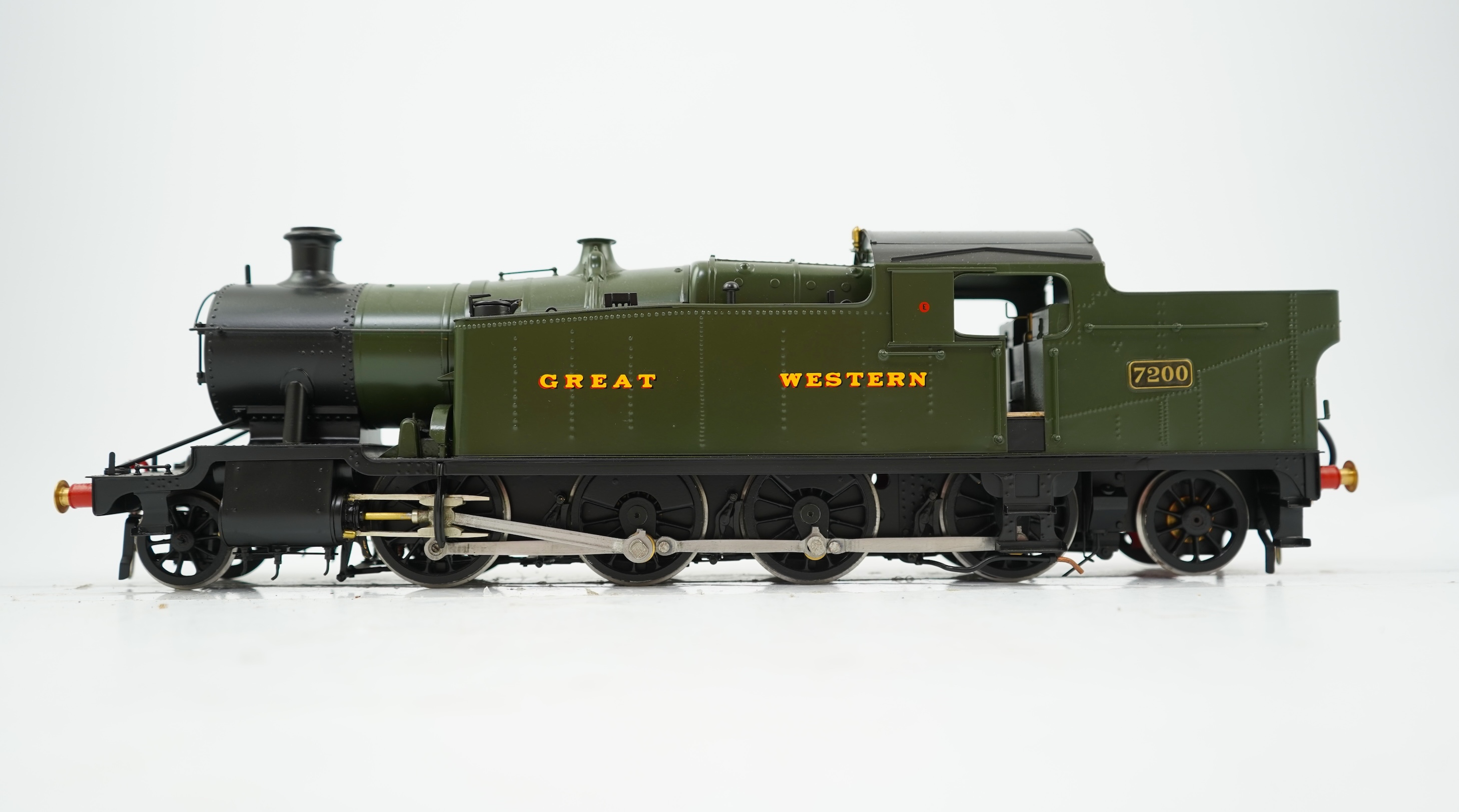 A Gauge One model of GWR Class 72xx, 7200, 2-8-2T locomotive, powered for two rail operation.